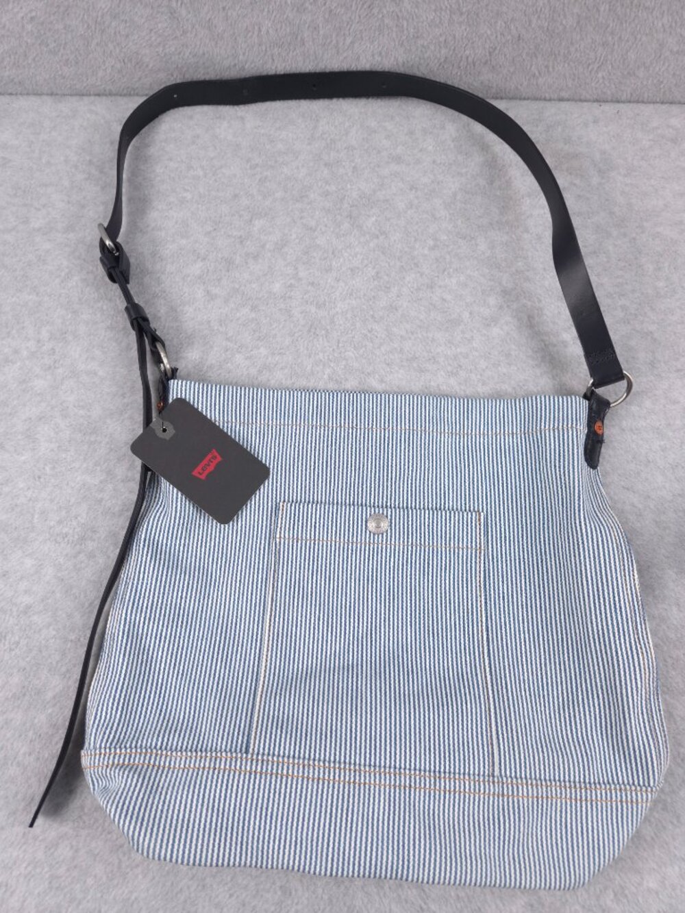 Levis Heritage Tote Bag Crossbody Shoulder Purse Pinstripe Bucket Leather Strap